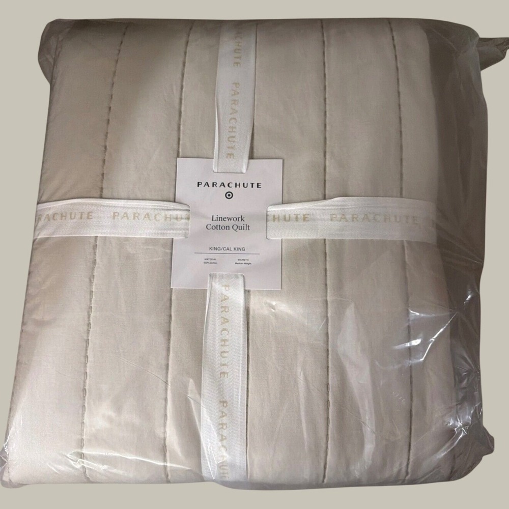 Parachute Home Linework Cotton Quilt In Parchment King/Cal King
